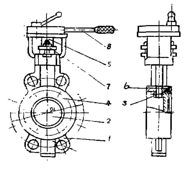 铸钢对夹硬密封蝶阀结构图